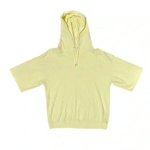 Journal Standard Mens Light‎ Yellow Cut Off Sleeve Hooded Sweatshirt Hoodie Sz S